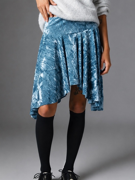 silence + noise Dresses & Skirts - Silence + Noise Blue Crushed Velvet Handkerchief Skirt Medium Festival Boho